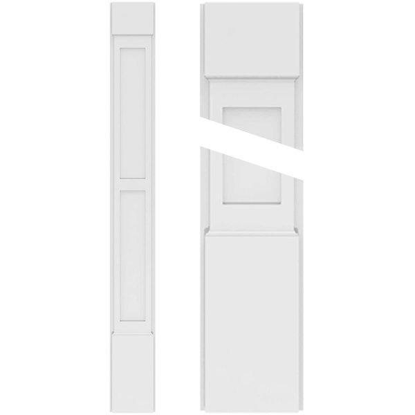 Two Equal Flat Panel PVC Pilaster w/Standard Capital & Base, 4